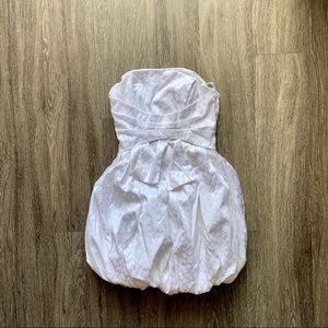 Bebe Strapless Puff Mini Dress Pearl White Size XS
